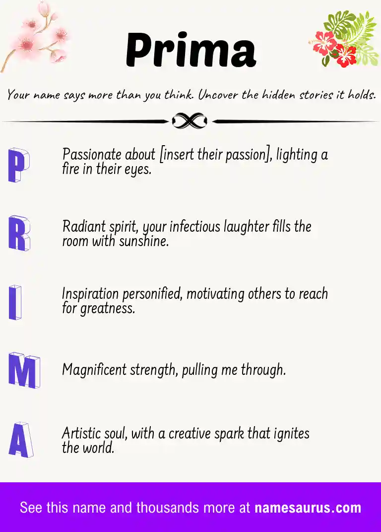 Acrostic poem about Prima.