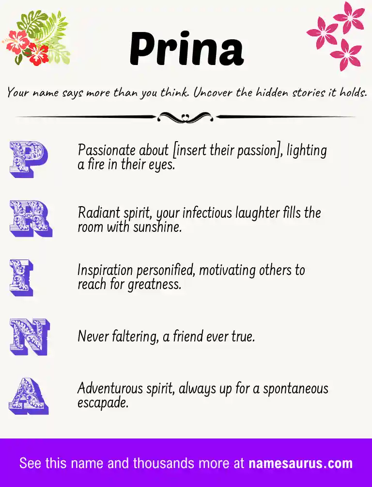 Acrostic poem about Prina.