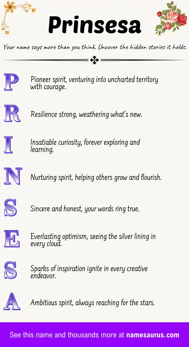 Acrostic poem about Prinsesa.