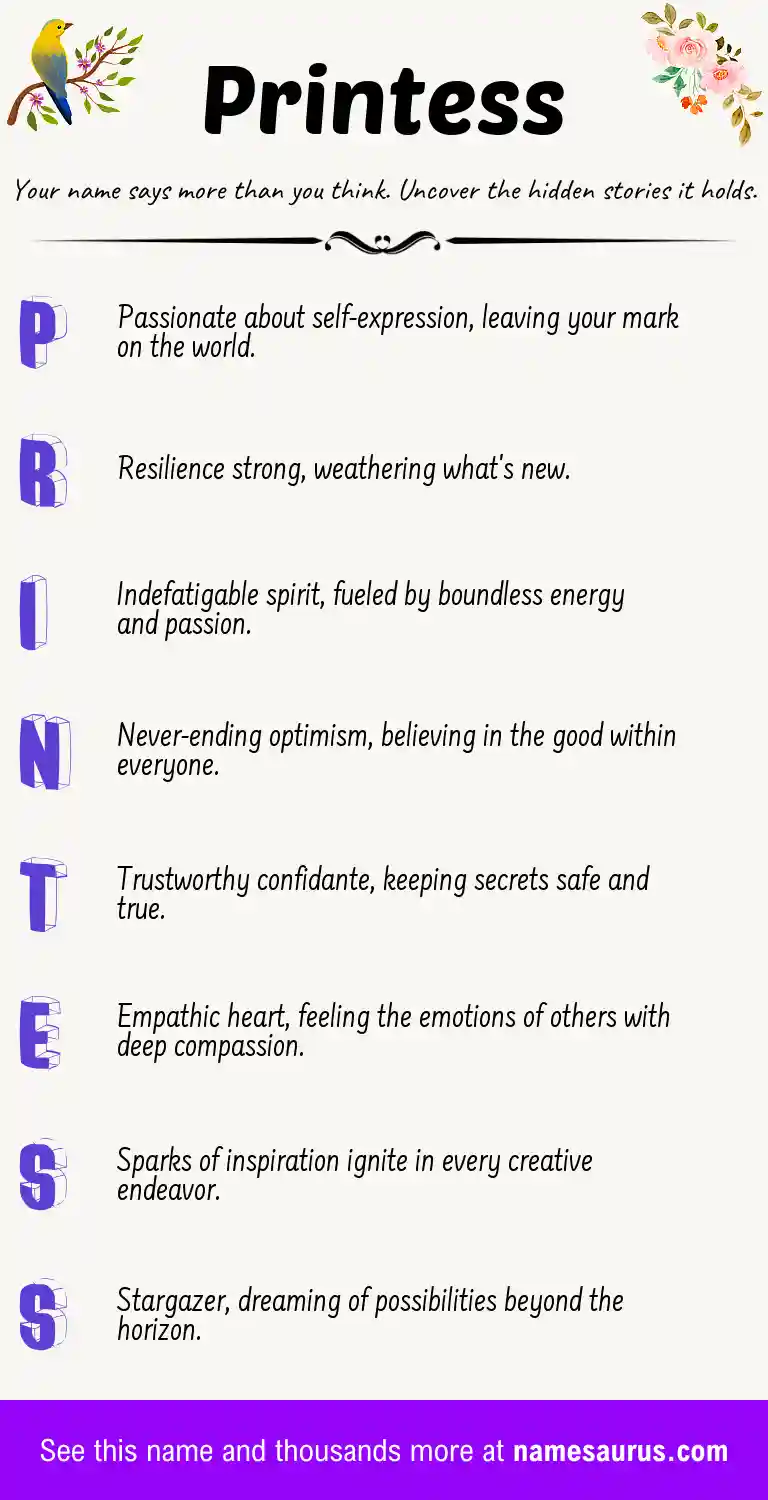 Acrostic poem about Printess.