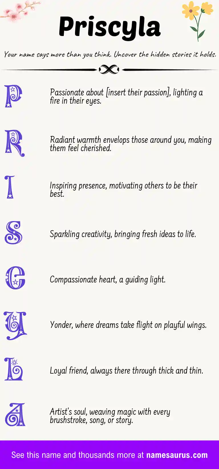 Acrostic poem about Priscyla.