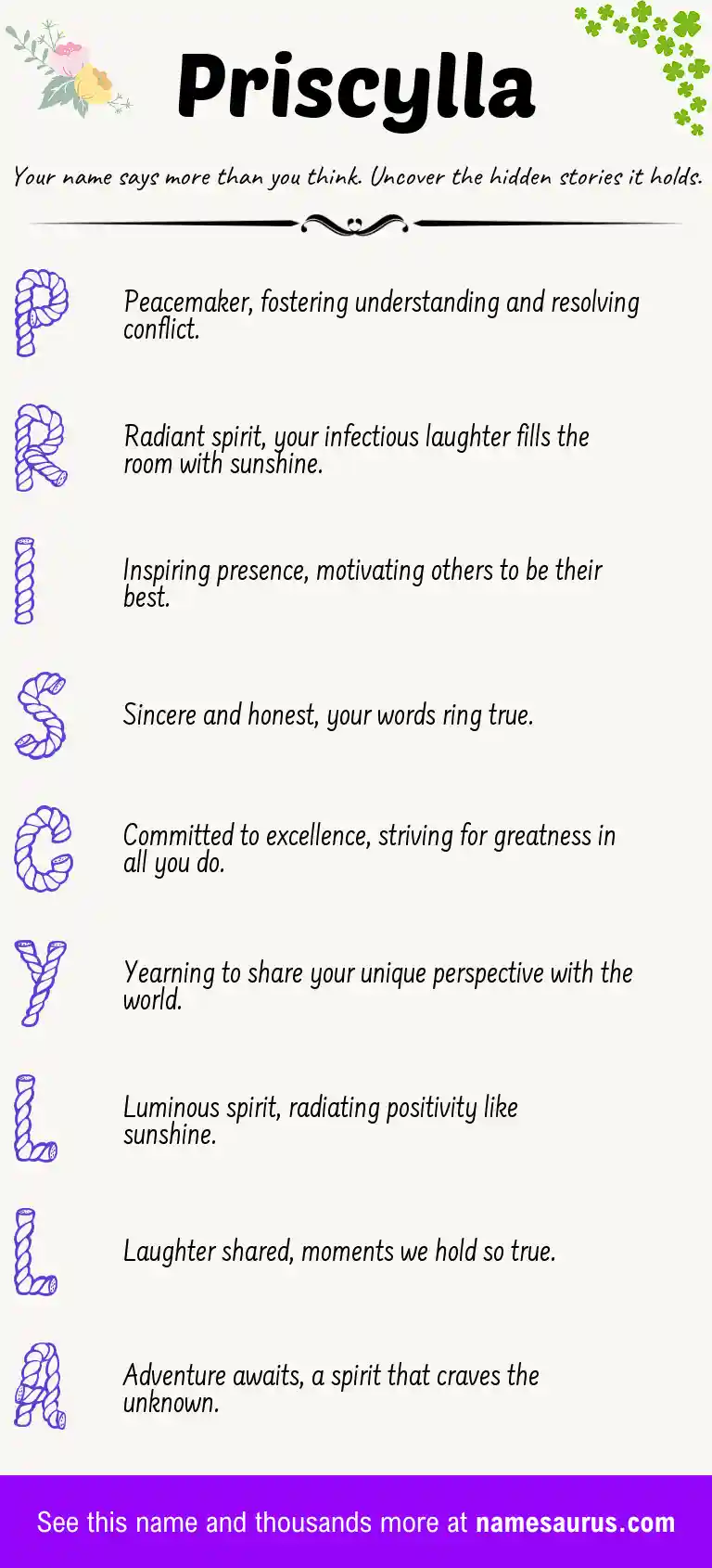Acrostic poem about Priscylla.