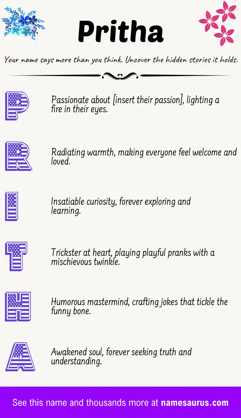 Acrostic poem about Pritha.