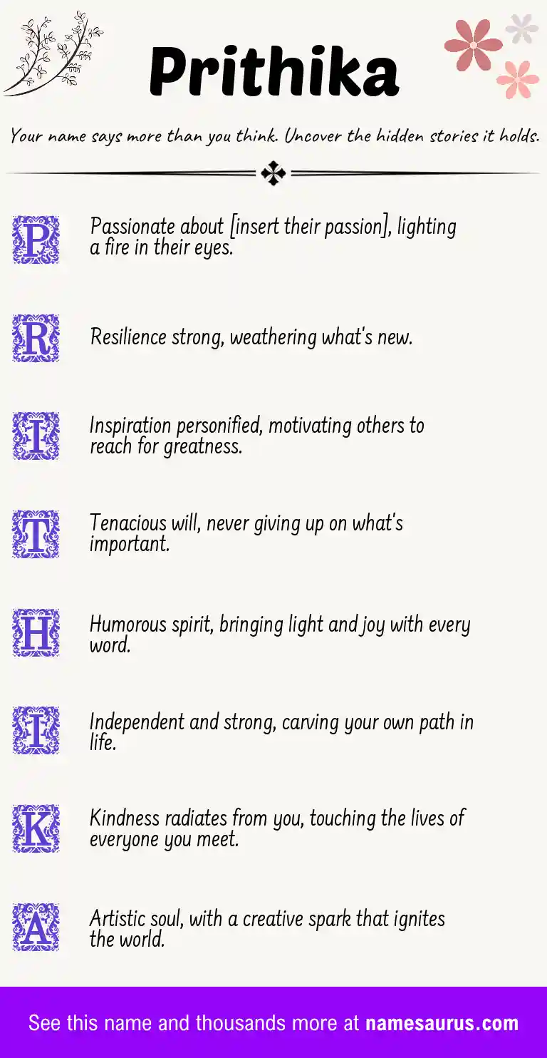 Acrostic poem about Prithika.