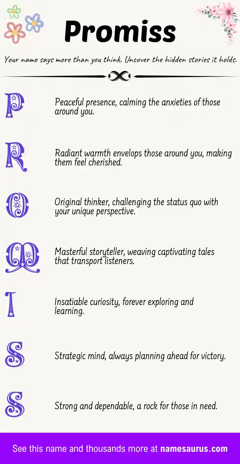 Acrostic poem about Promiss.