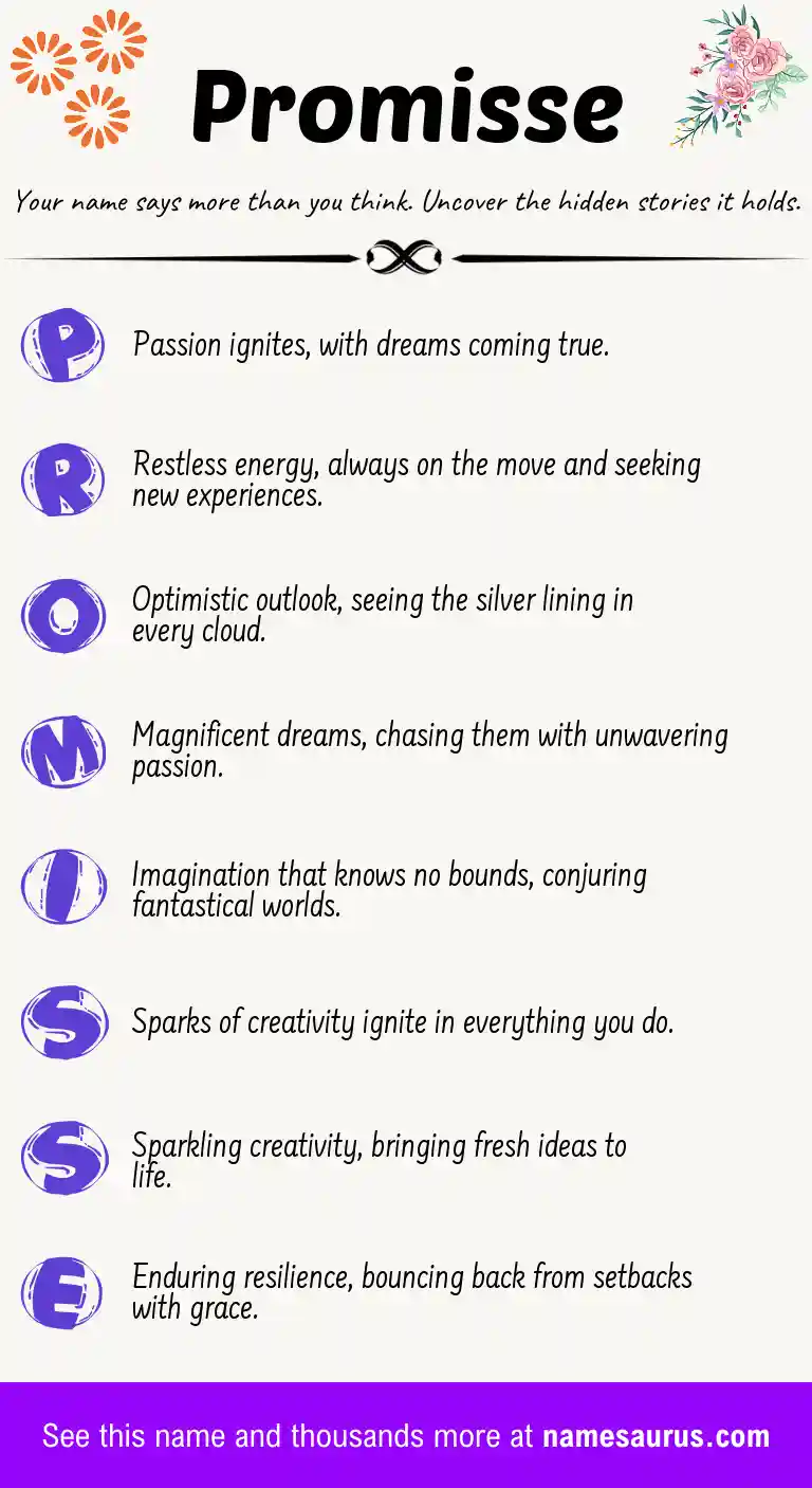 Acrostic poem about Promisse.