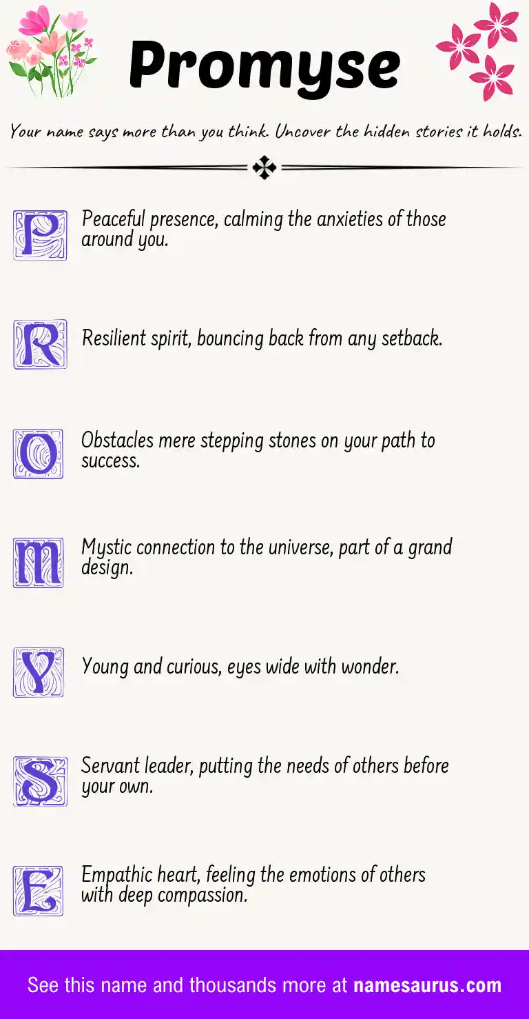 Acrostic poem about Promyse.