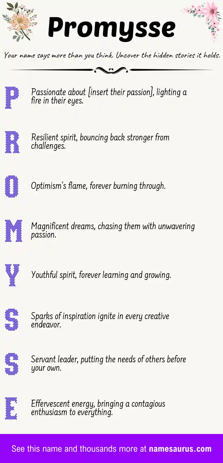 Acrostic poem about Promysse.