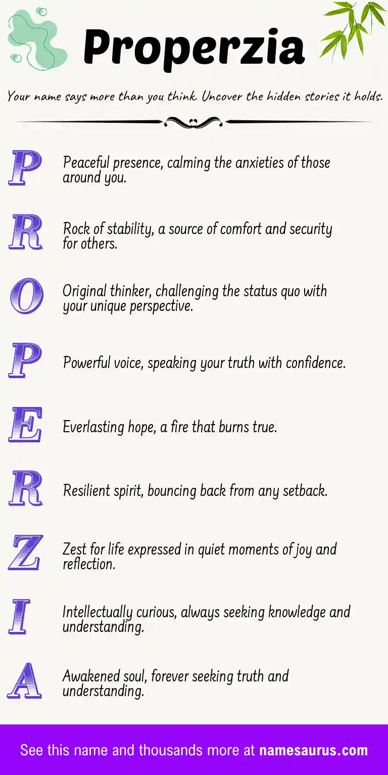 Acrostic poem about Properzia.