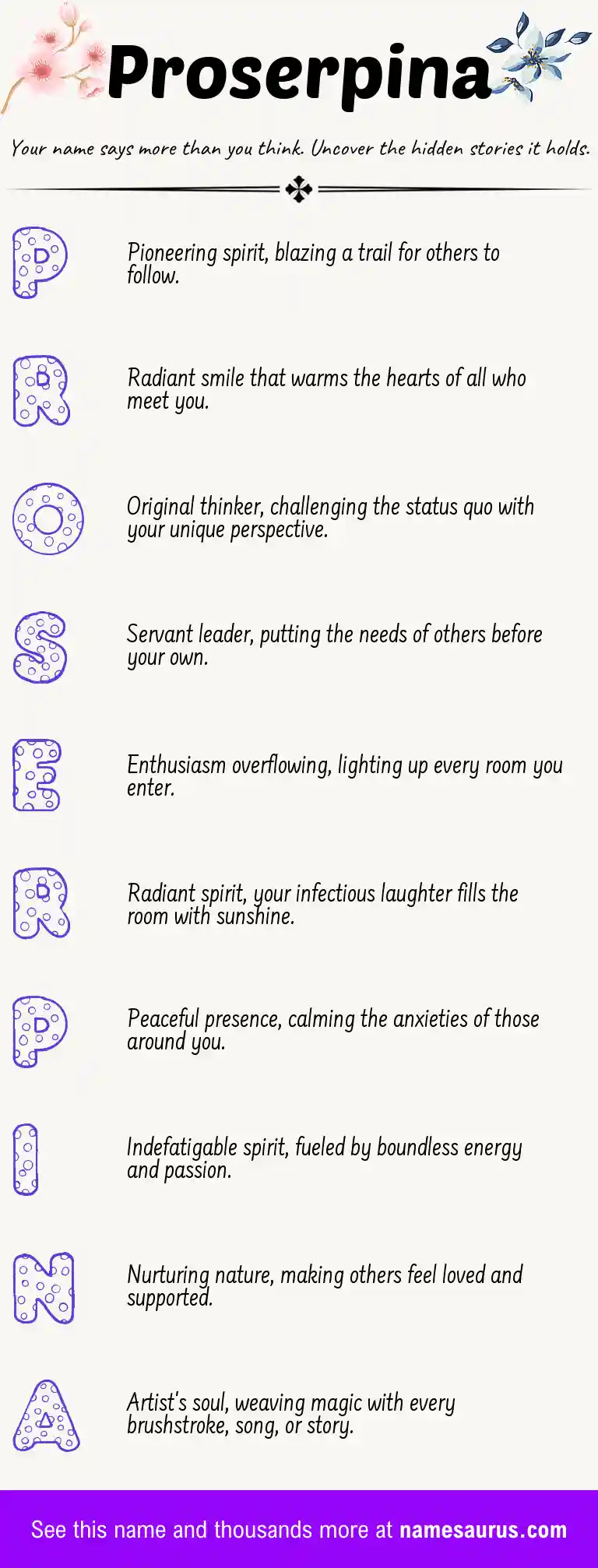 Acrostic poem about Proserpina.