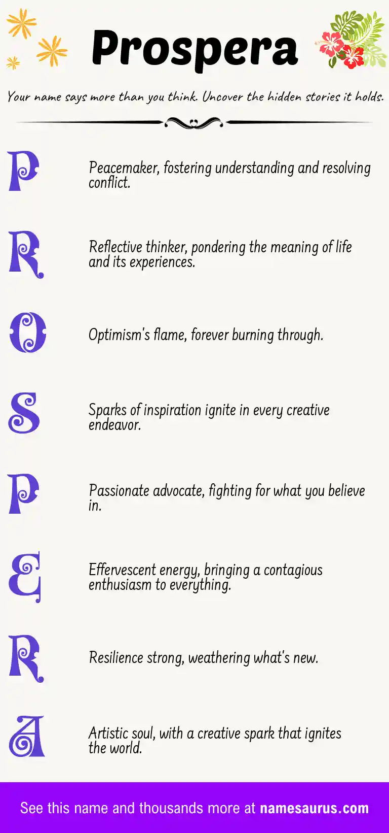 Acrostic poem about Prospera.