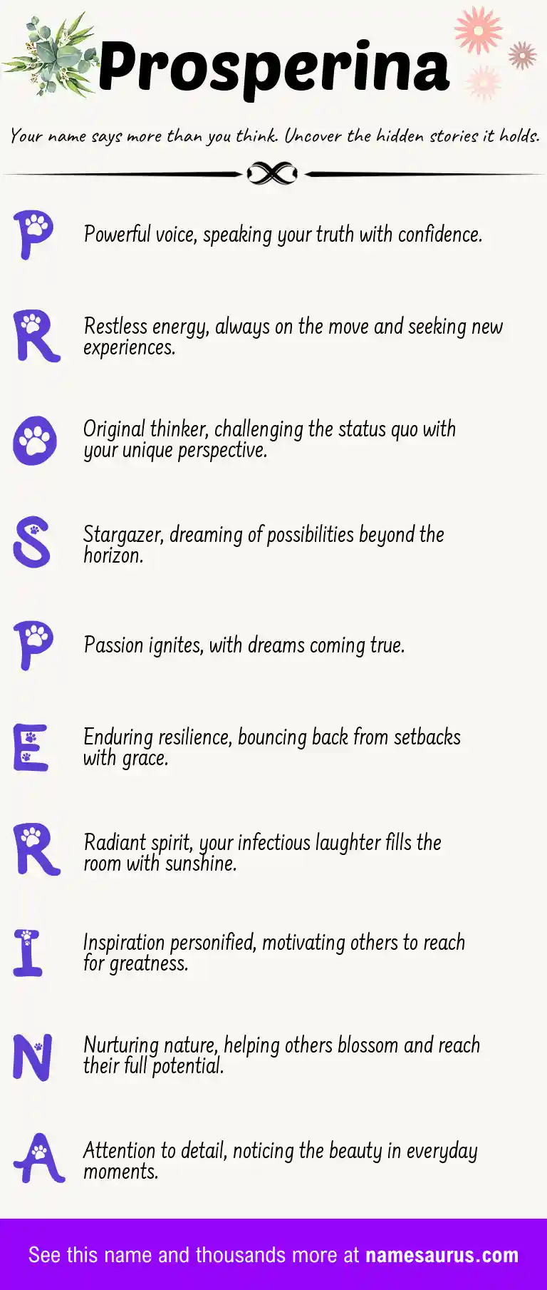Acrostic poem about Prosperina.