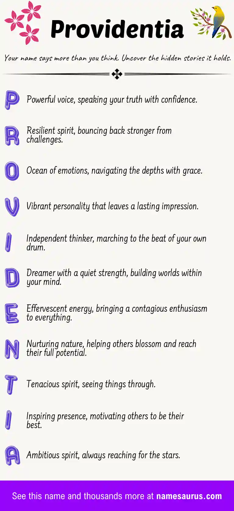 Acrostic poem about Providentia.