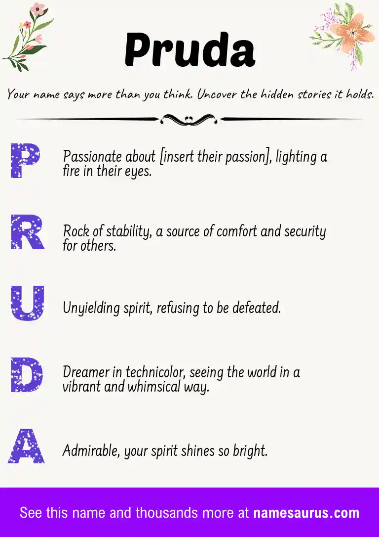 Acrostic poem about Pruda.