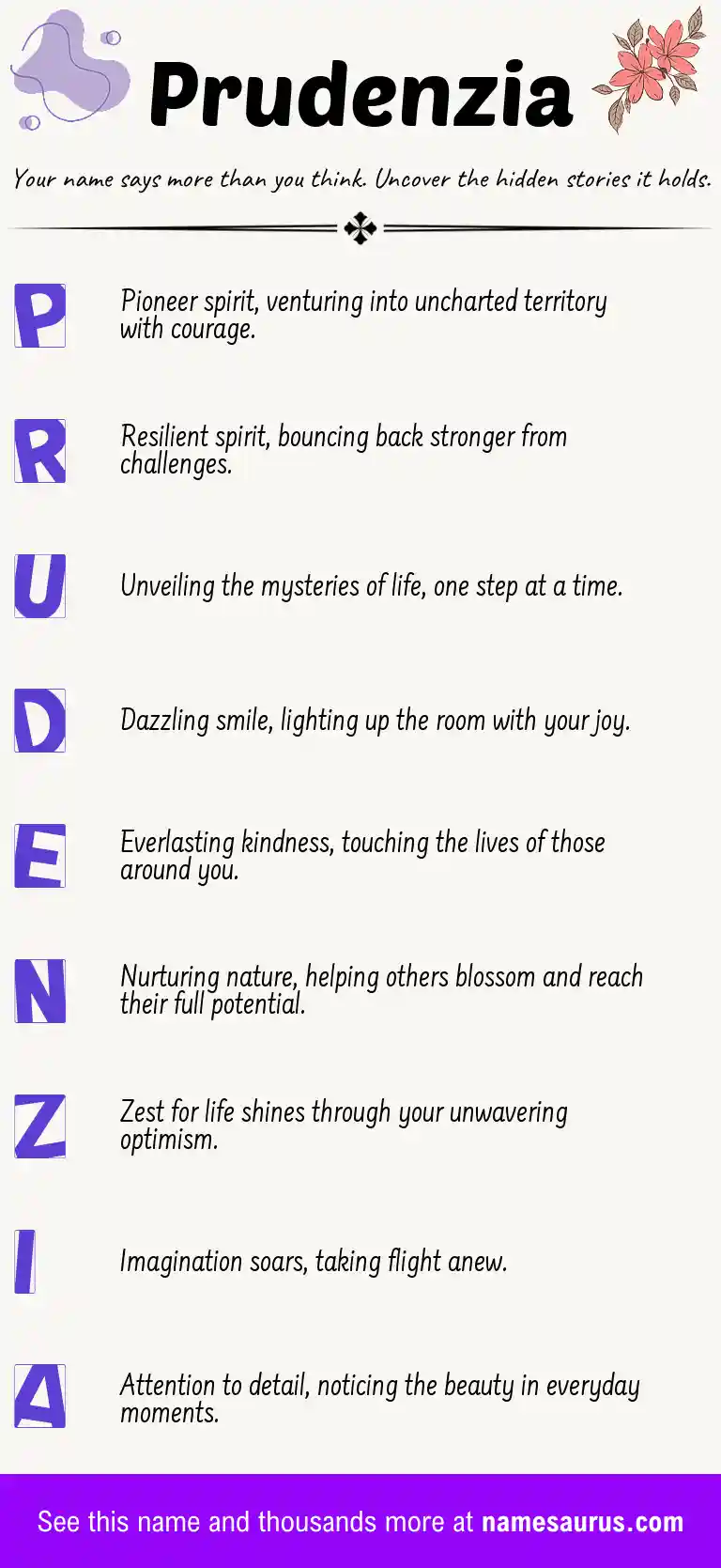 Acrostic poem about Prudenzia.