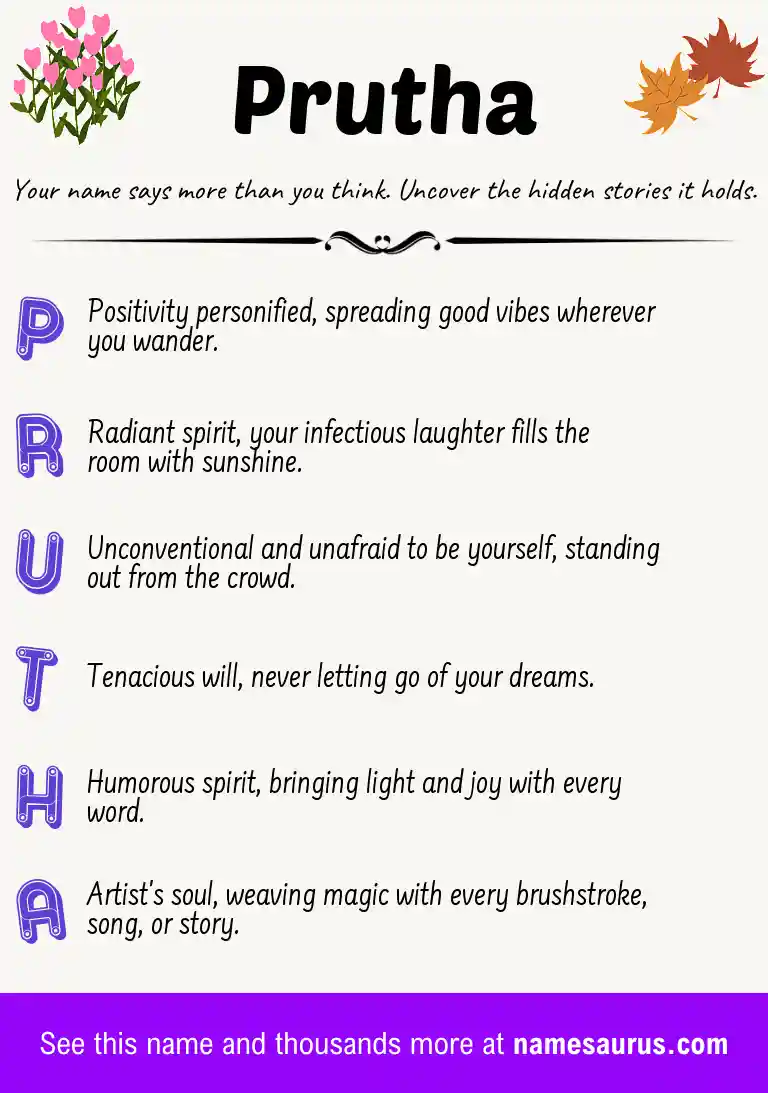 Acrostic poem about Prutha.
