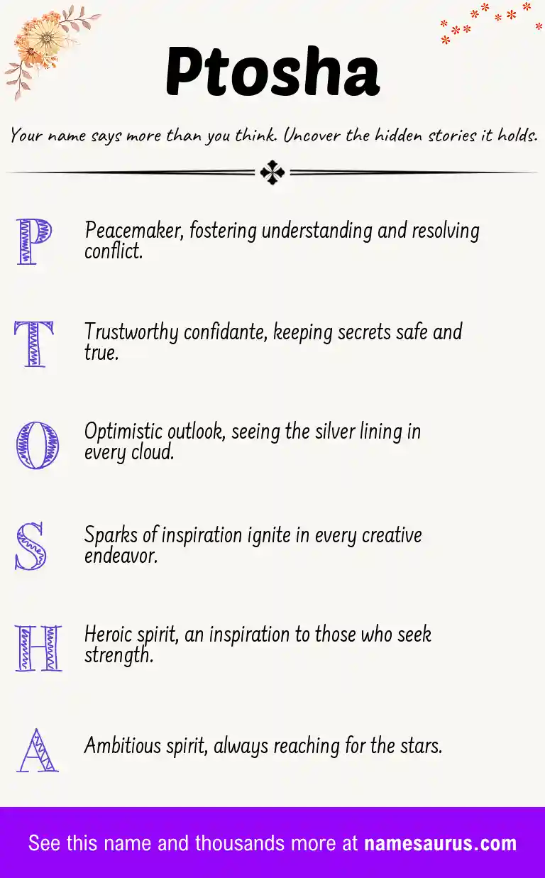 Acrostic poem about Ptosha.