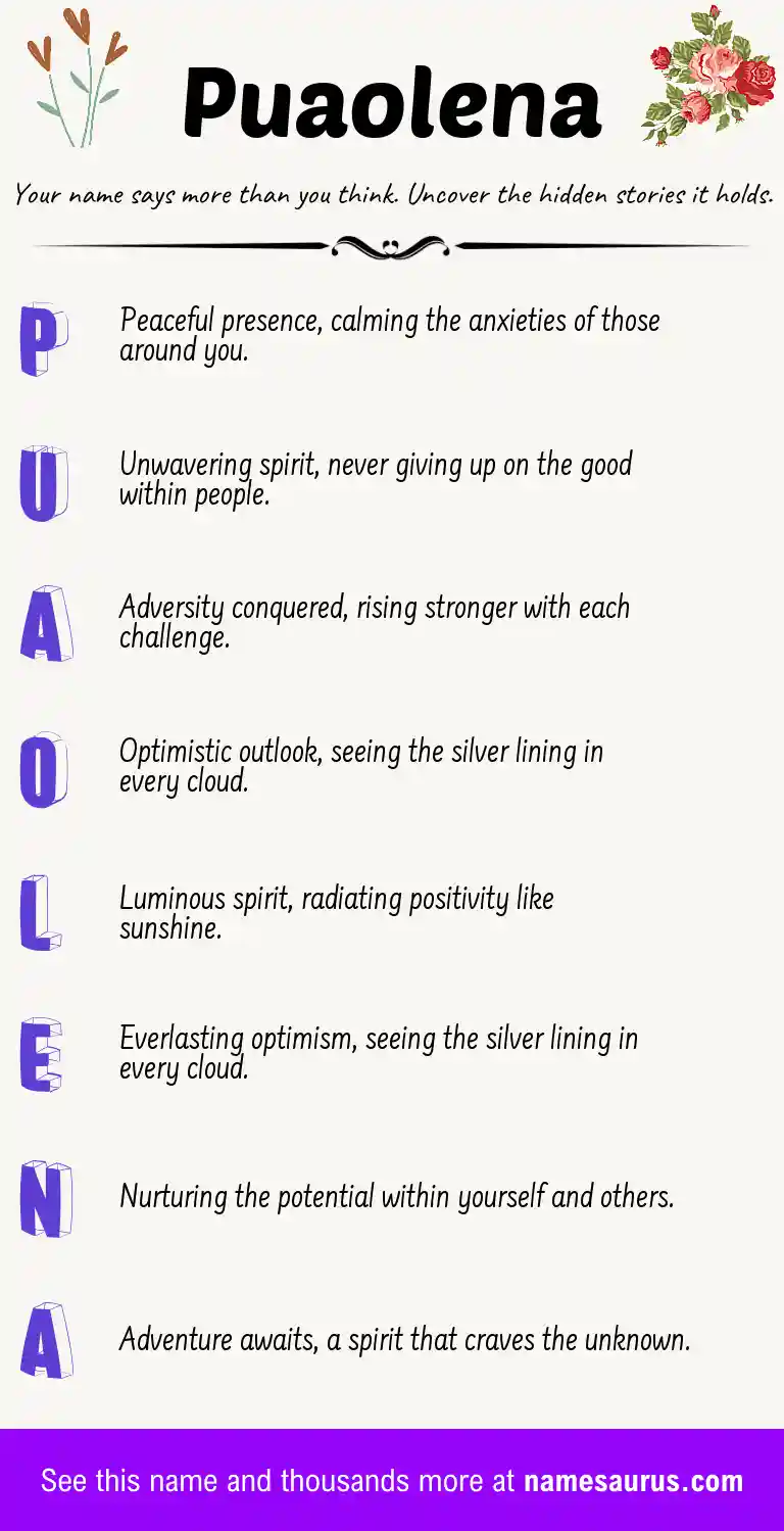 Acrostic poem about Puaolena.