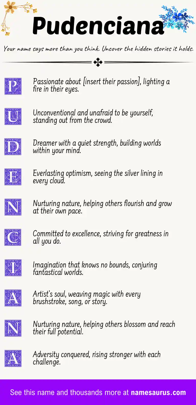 Acrostic poem about Pudenciana.