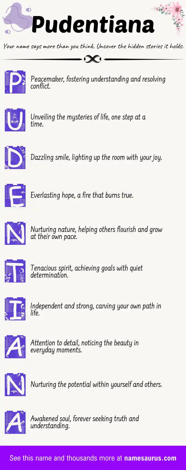 Acrostic poem about Pudentiana.