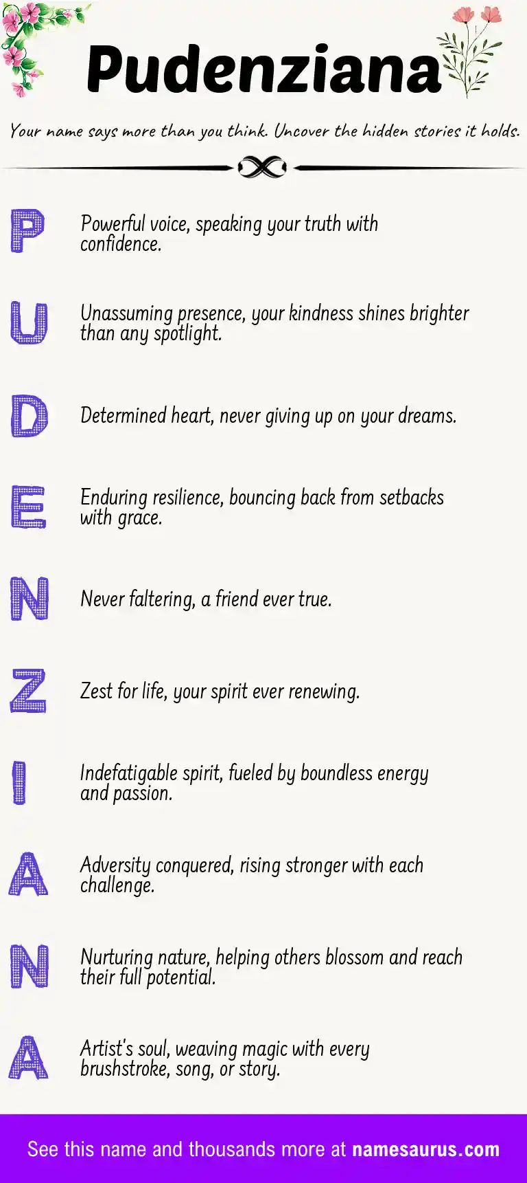 Acrostic poem about Pudenziana.