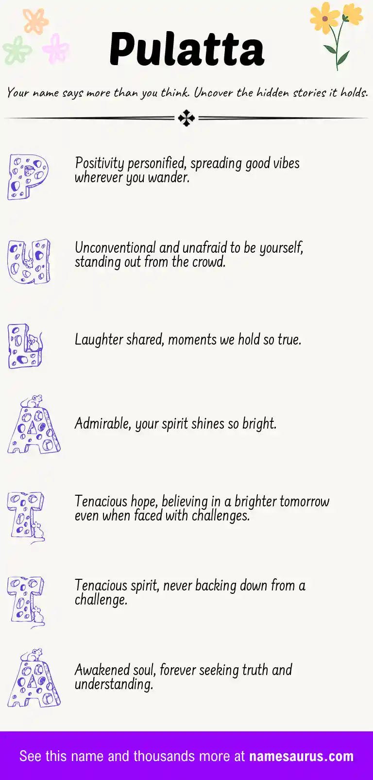 Acrostic poem about Pulatta.