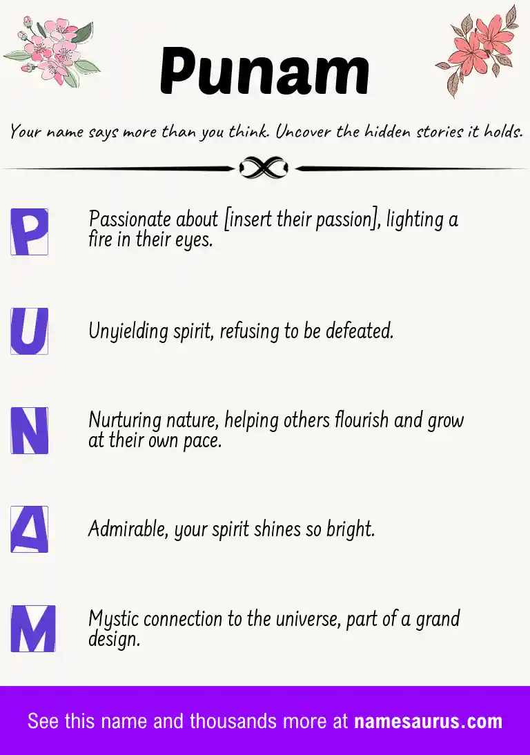 Acrostic poem about Punam.
