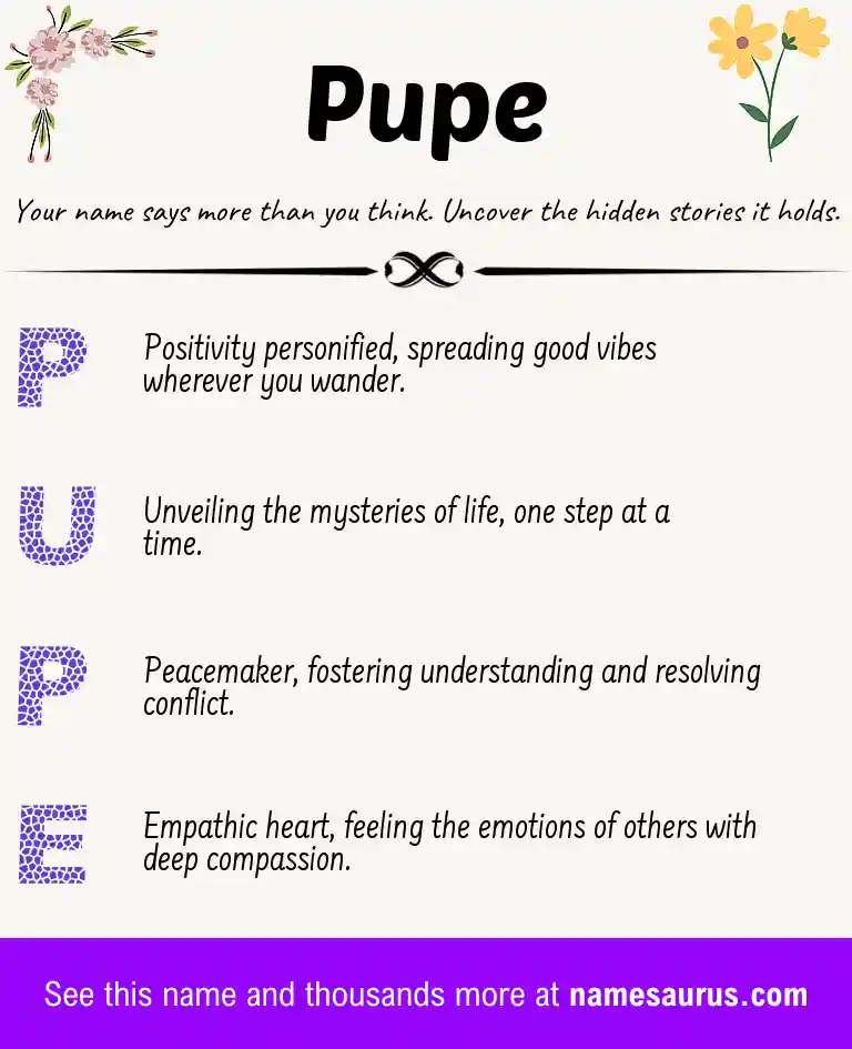 Acrostic poem about Pupe.