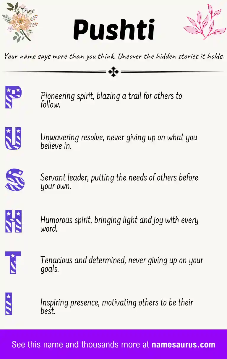 Acrostic poem about Pushti.