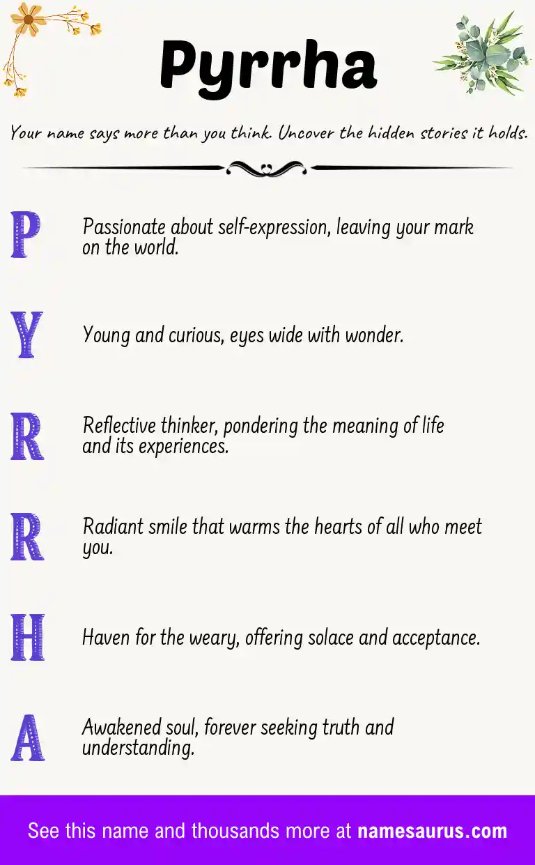 Acrostic poem about Pyrrha.