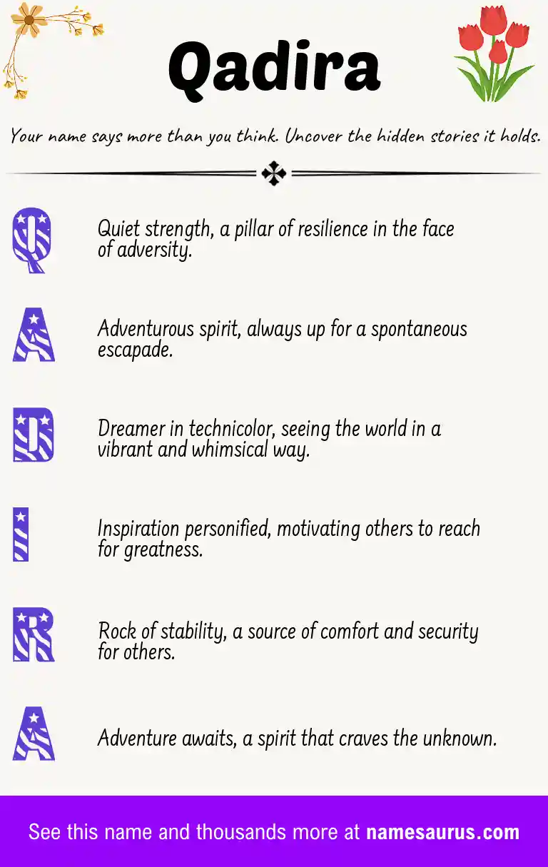 Acrostic poem about Qadira.
