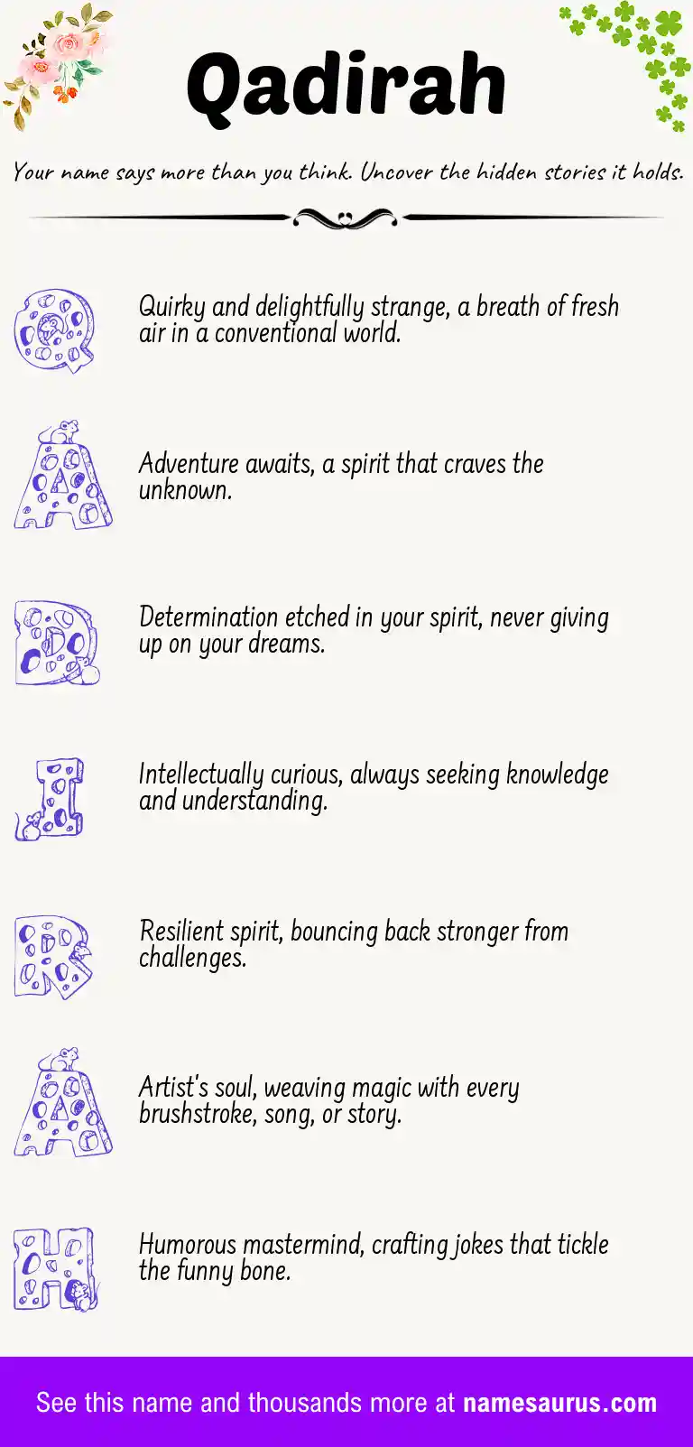 Acrostic poem about Qadirah.