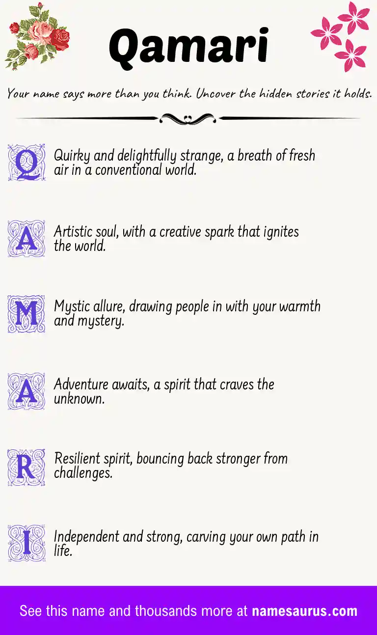 Acrostic poem about Qamari.
