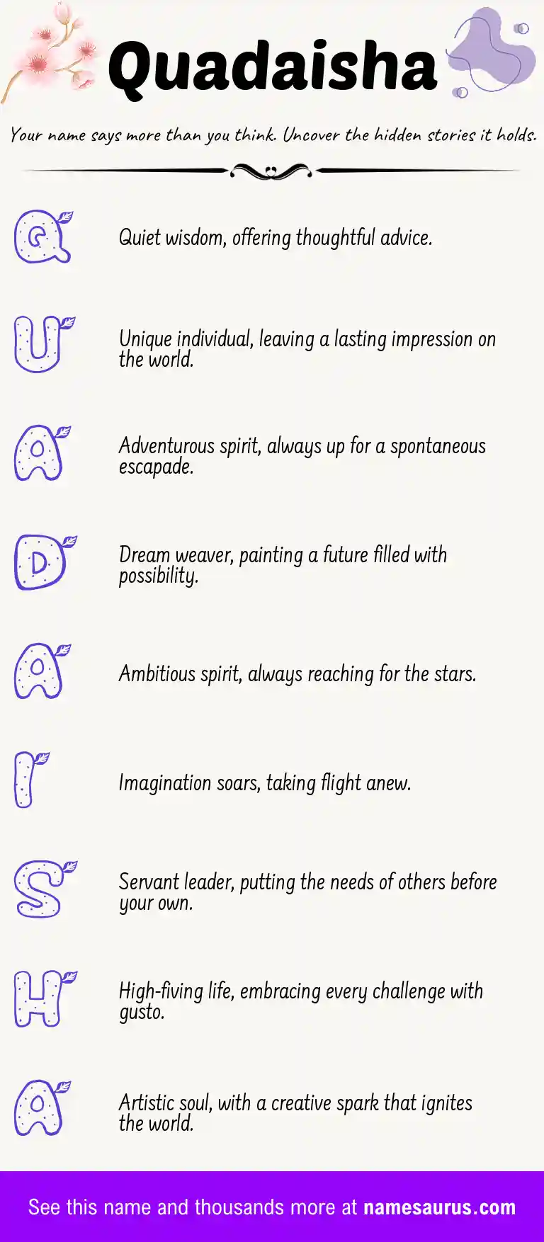 Acrostic poem about Quadaisha.