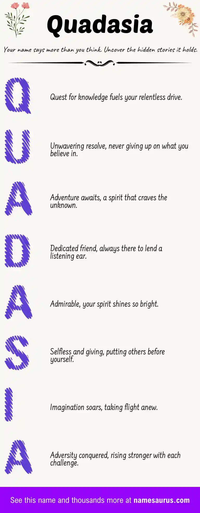 Acrostic poem about Quadasia.
