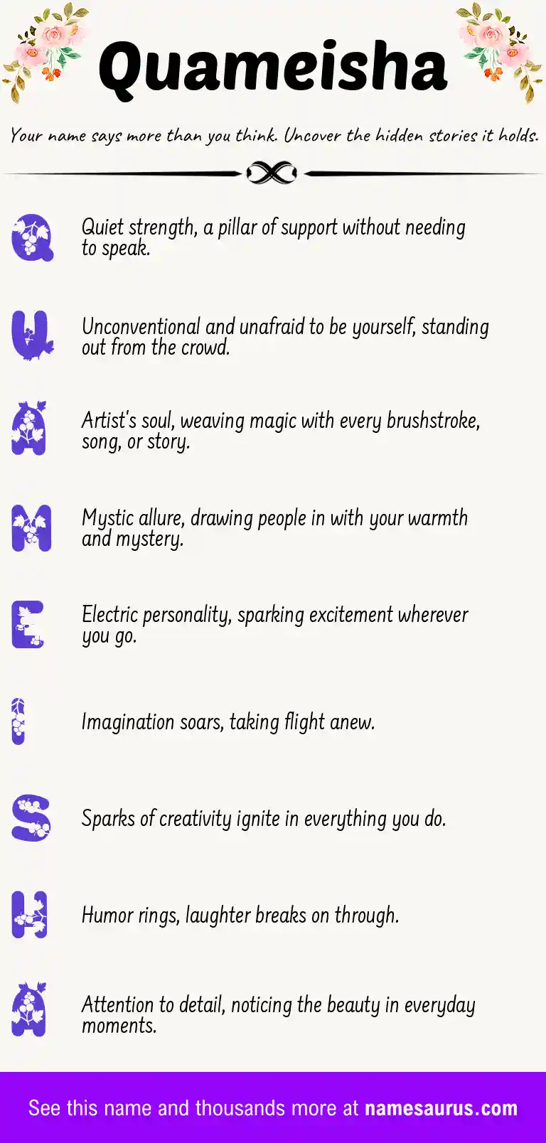 Acrostic poem about Quameisha.