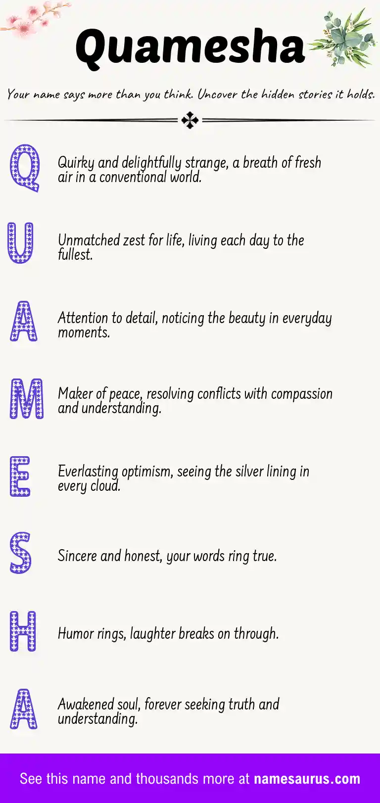 Acrostic poem about Quamesha.