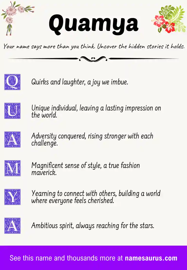 Acrostic poem about Quamya.