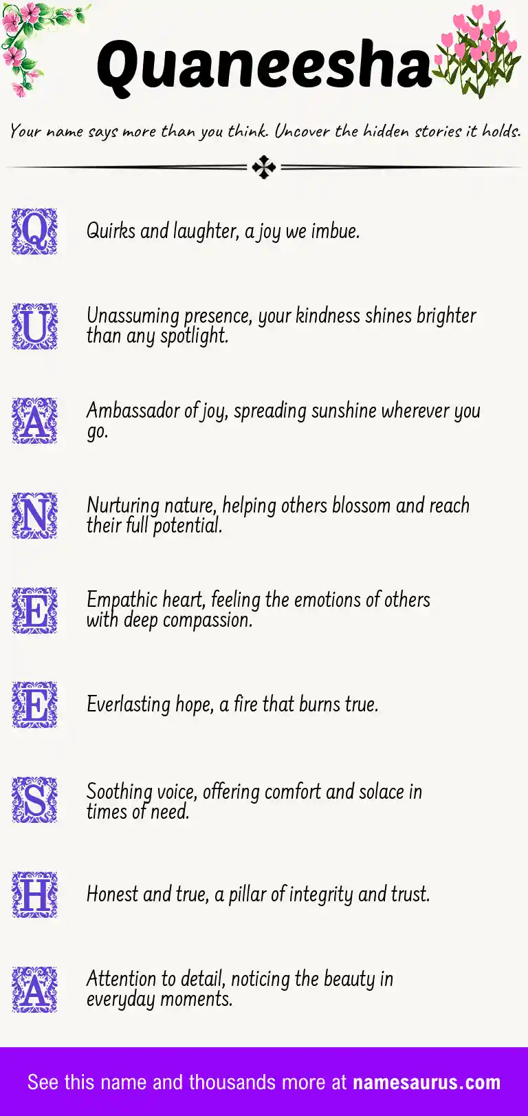 Acrostic poem about Quaneesha.