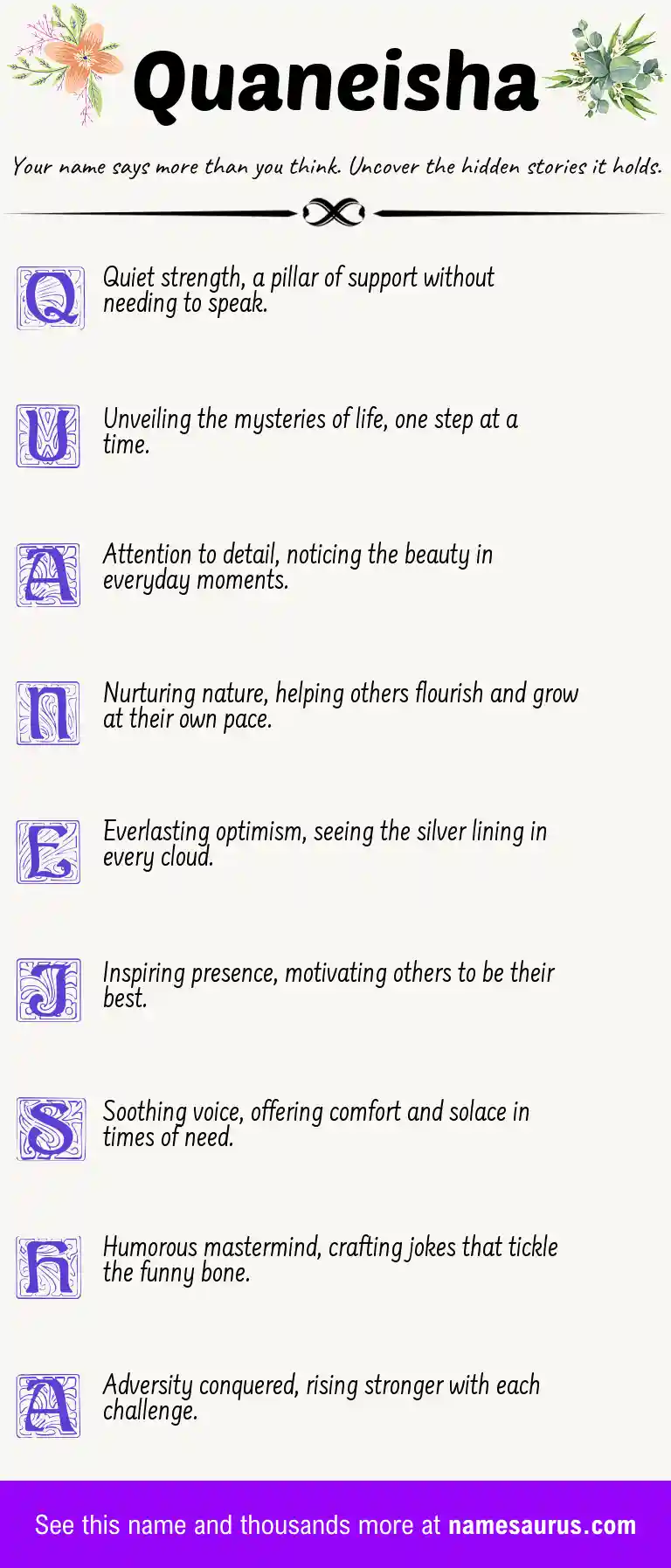 Acrostic poem about Quaneisha.