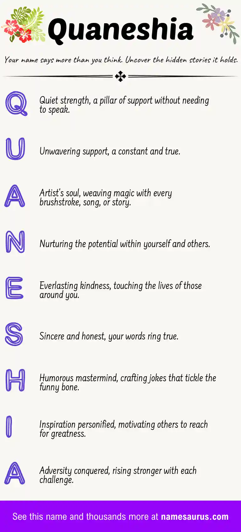 Acrostic poem about Quaneshia.