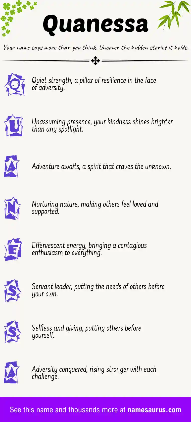 Acrostic poem about Quanessa.