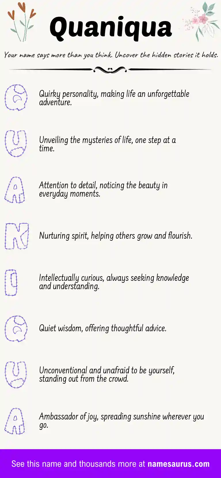 Acrostic poem about Quaniqua.