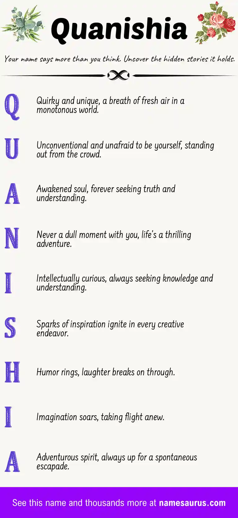 Acrostic poem about Quanishia.