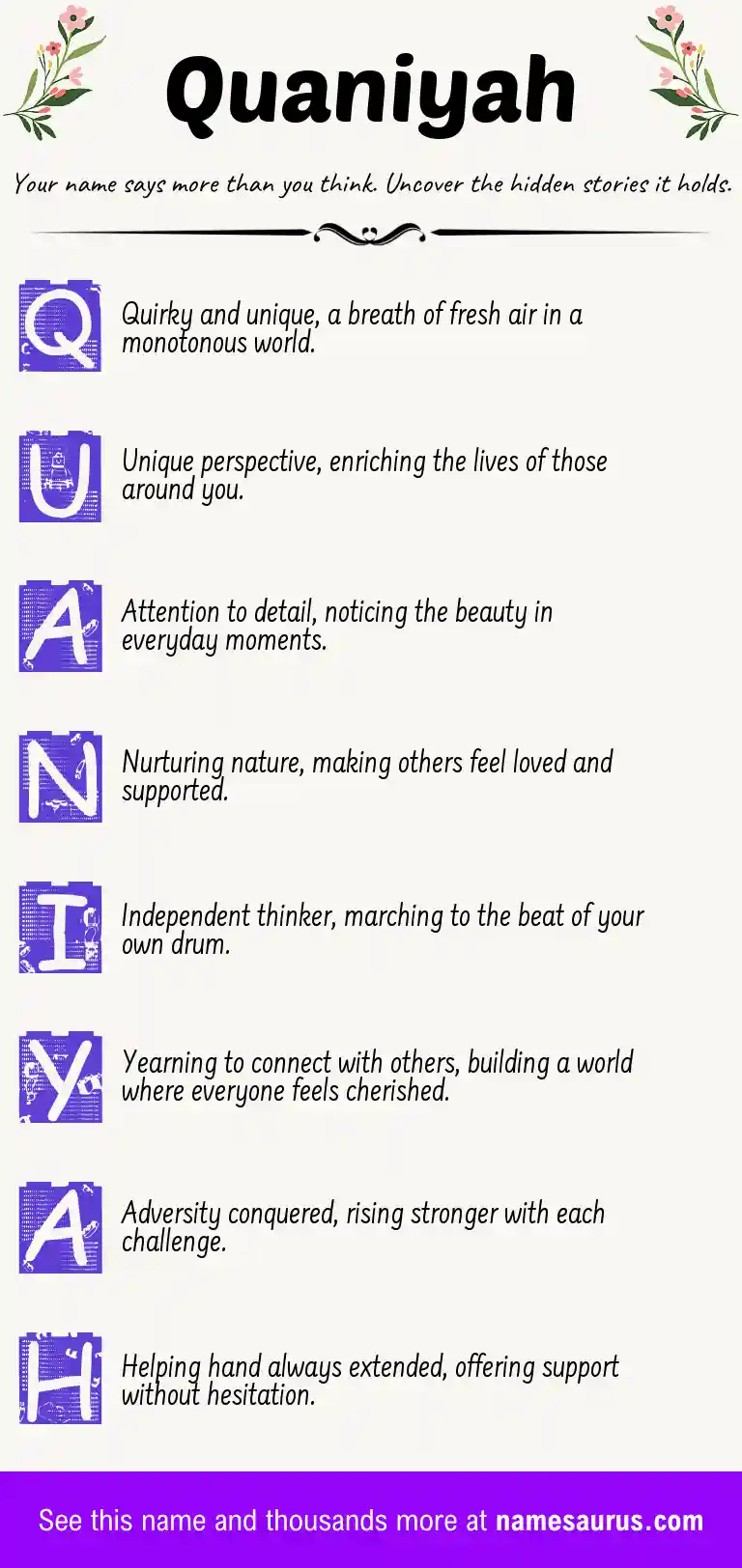 Acrostic poem about Quaniyah.