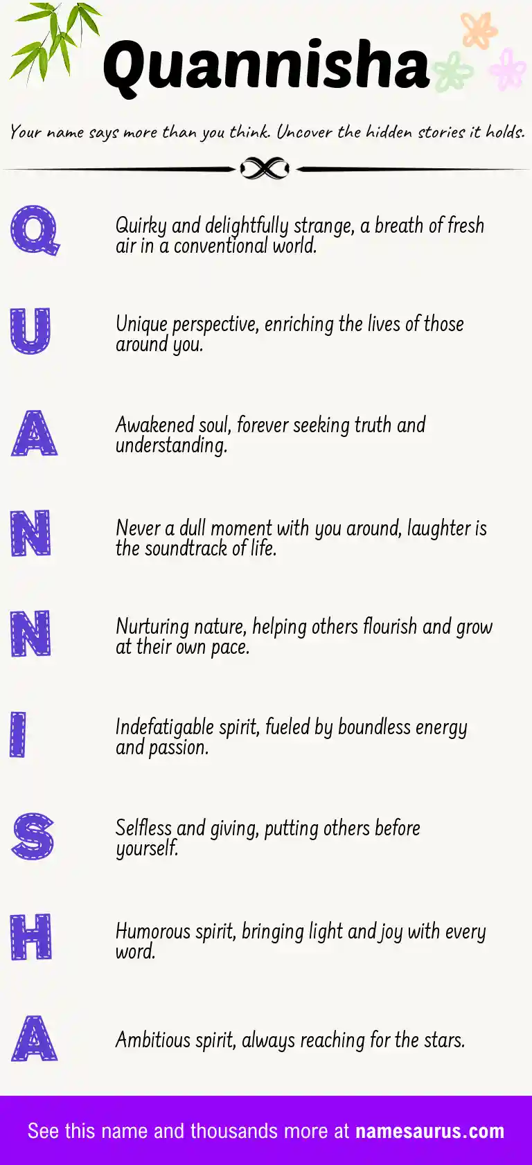 Acrostic poem about Quannisha.