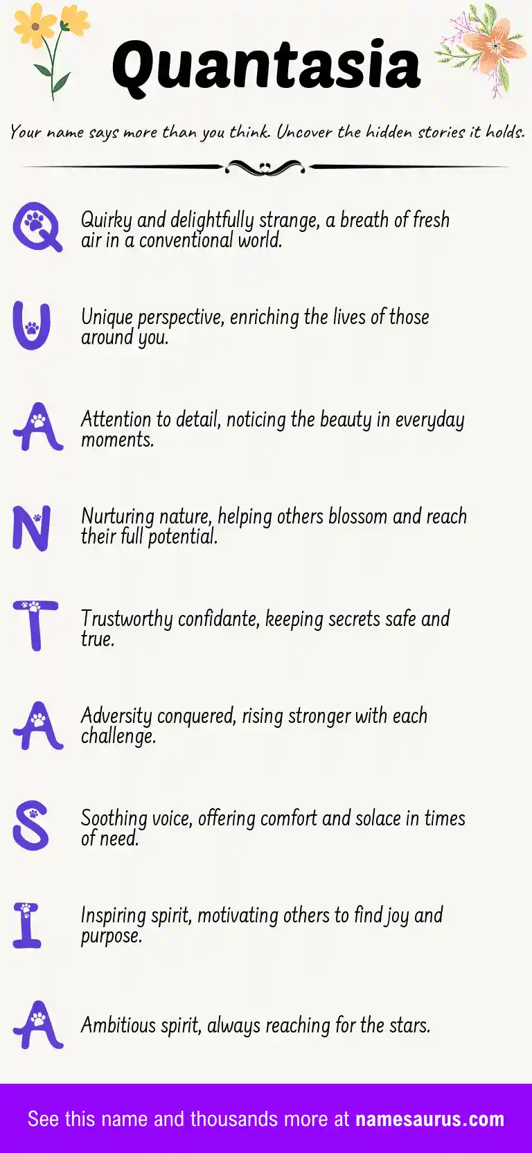 Acrostic poem about Quantasia.
