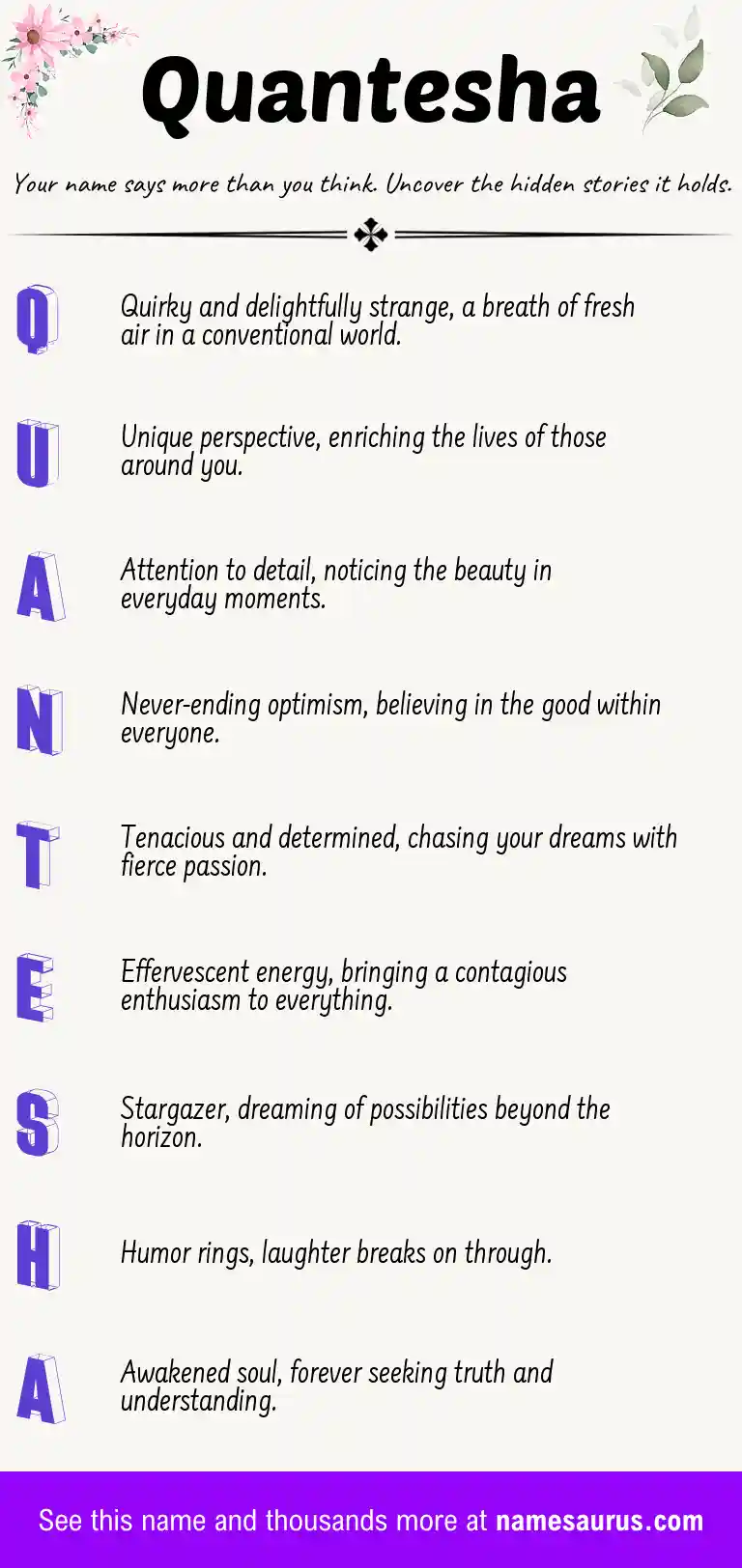 Acrostic poem about Quantesha.