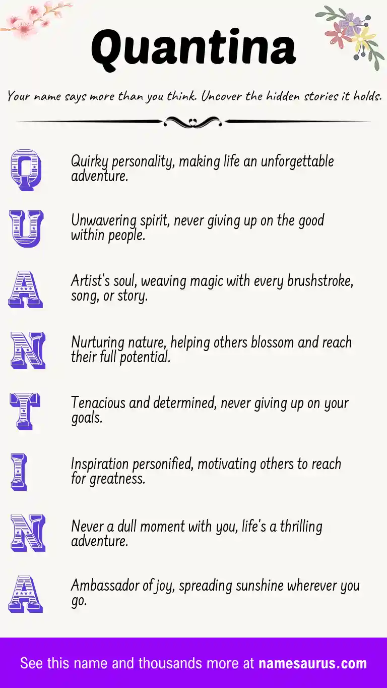 Acrostic poem about Quantina.