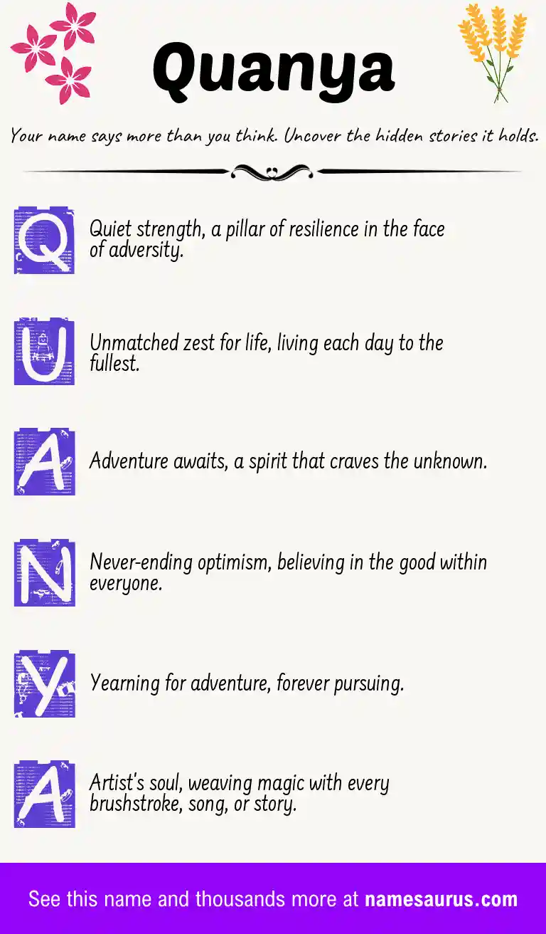 Acrostic poem about Quanya.